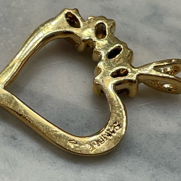 Gold Heart Pendant Charm Multi Color Gemstones VTG Style Rainbow Heart  Charm - Picture 6 of 9